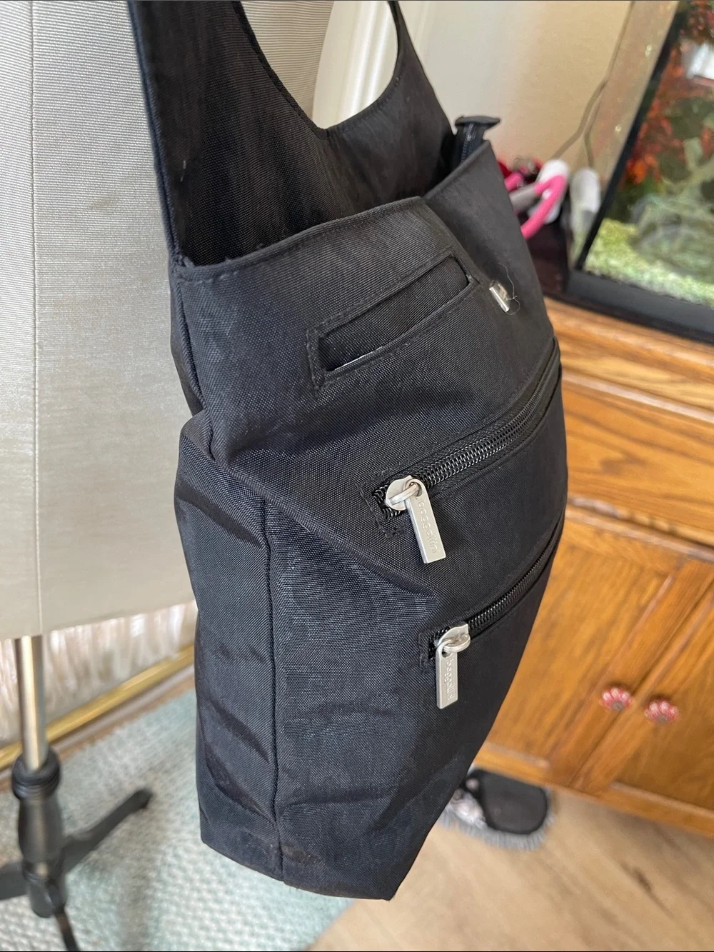Baggallini Black Crossbody Messenger Bag with Silver Hardware